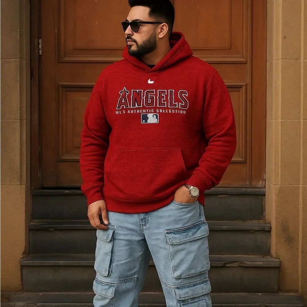 Majestic MLB Authentic Authorized Angels Hoodie Sweatshirt Size 2XL